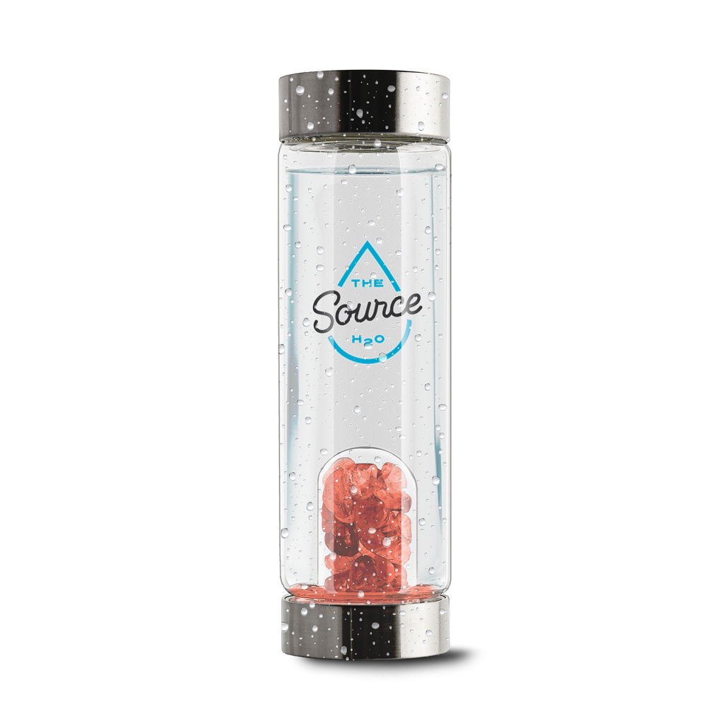 Quartz H2O Gemstone Crystal Reusable 18oz Glass Water Bottle